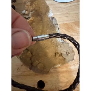 Braided Brown Vegan Leather Bracelet, Men, NEW, Magnetic Clasp